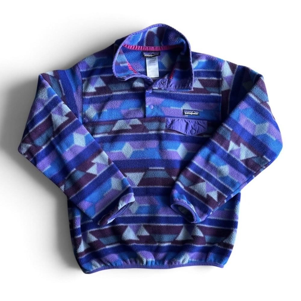 Patagonia Synchilla Snap-T Fleece Aztek Womens Size Small S Tango Purple Sweater - Picture 1 of 7